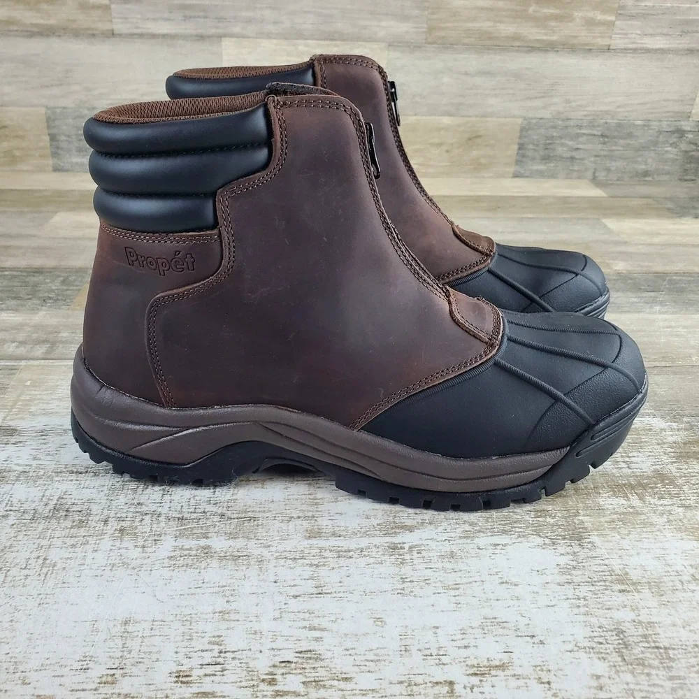 Propet Blizzard Mid Top Mens Waterproof Shoes Sz 11.5 Brown Leather Rubber